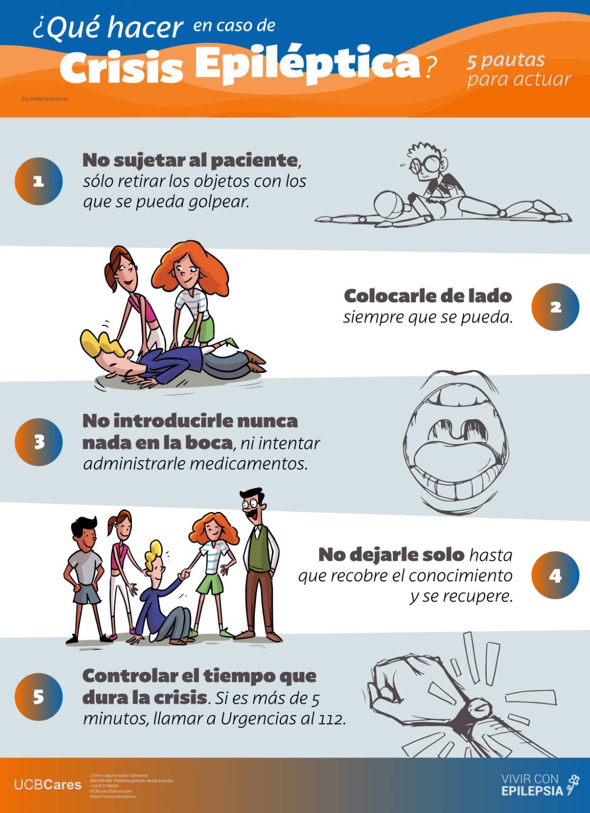 Infografía: ¿qué hacer en caso de crisis epiléptica? 5 pautas para actuar.