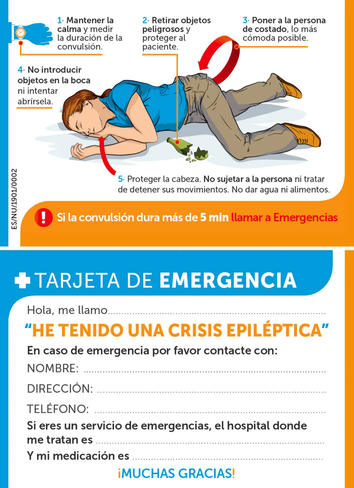 Tarjeta de emergencia en caso de crisis epiléptica