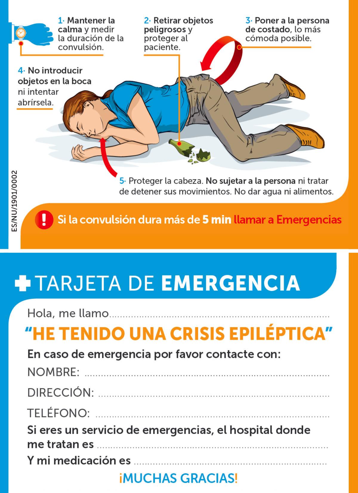 Tarjeta de emergencia en caso de crisis epiléptica
